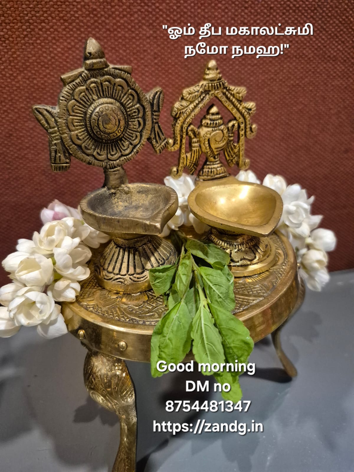 Shanku Chakra Vilakku set//Brass/